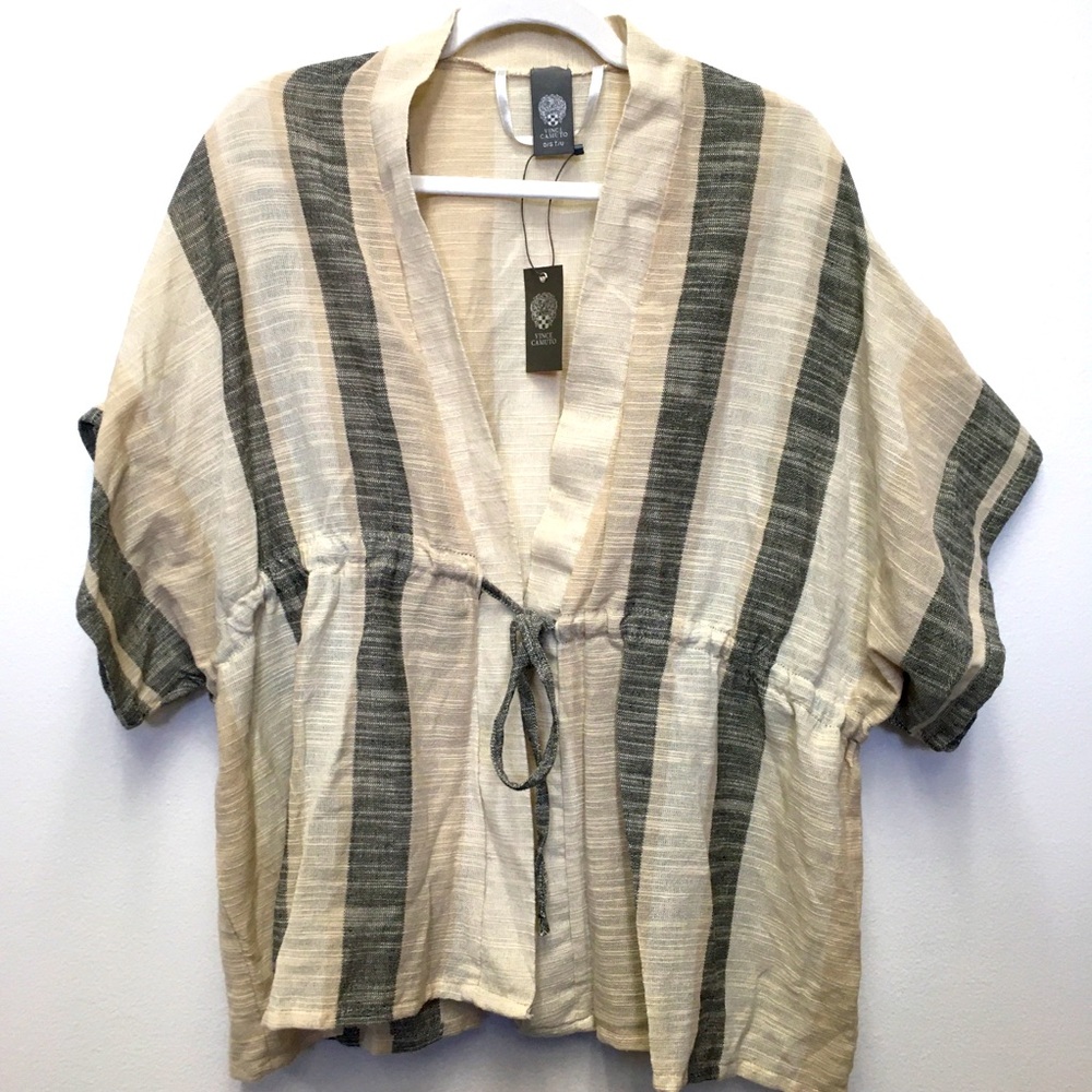 Vince Camuto Gauzy Lightweight Coverup Medium Tan NWT Beach Boho Vacation Relax